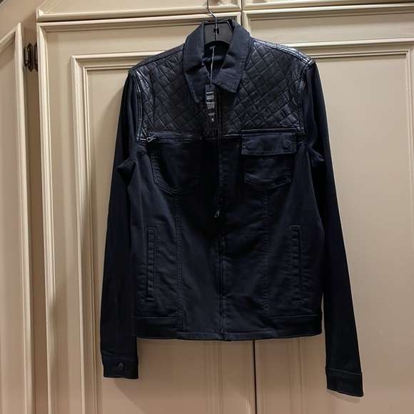 NWT MENS BLACK JOE’S JEANS DENIM AND LEATHER JACKET SMALL - Picture 3 of 4